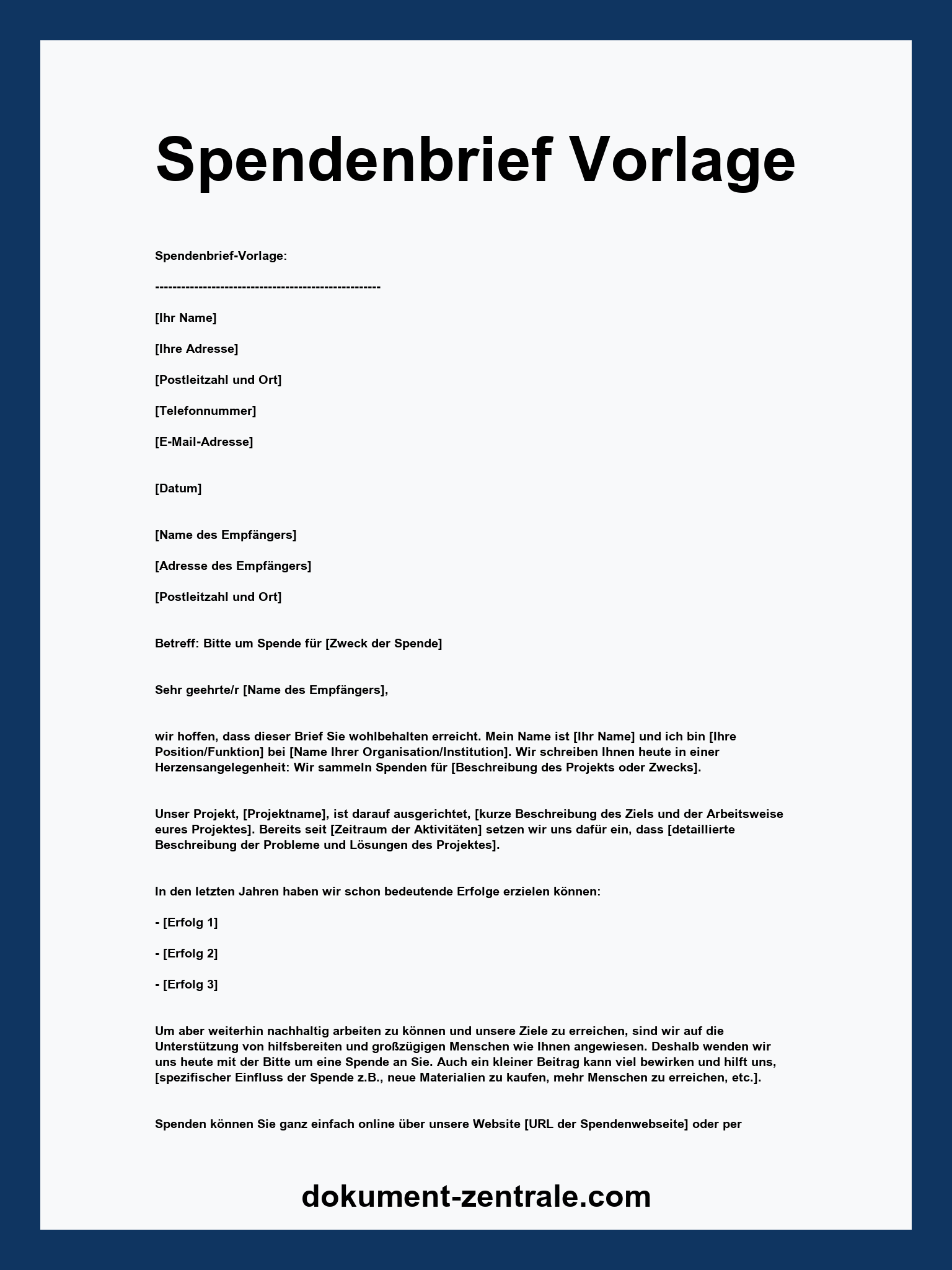 Spendenbrief Vorlage - WORD
